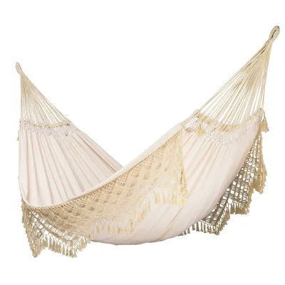 Immagine prodotto di LA SIESTA, Amaca sospesa in stile bossanova, portata massima 200 kg, cotone, colore champagne, lavabile in lavatrice a 30 °C