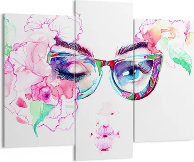 Produktbild von Bild auf Leinwand - Leinwandbild - Gläser Augapfel weiblich Farbe - 130x100cm - Wand Bild - Wanddeko - Leinwanddruck - Bilder - Kunstdruck - Leinwand bilder - Wandkunst - CB130x100-3091