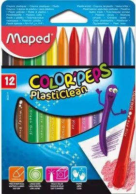 Image de MAPED Crayons plastiques triangulaires Color'Peps PlastiClean 12 pièces