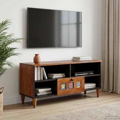 Obrázok produktu pre vidaXL TV skrinka s policou Orech 100 x 33 x 46 cm Masívne drevo Mango
