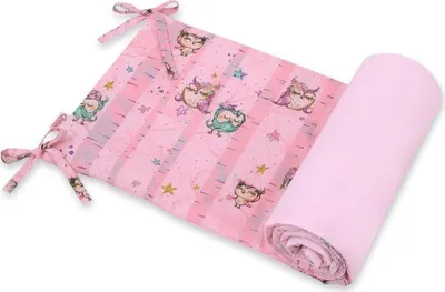 Image de Tour de lit universel - Bedand - protection supplémentaire, antiallergique, hiboux roses