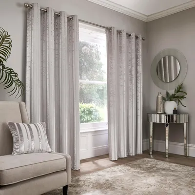 Ösenschals im Paar, Jacquard, 168 x 137 cm, Silber, 100 % Polyester