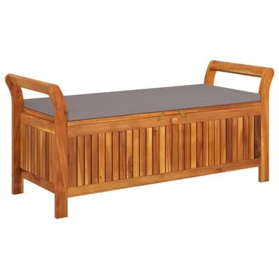 Zdjęcie produktu dla Ogrodowa ławka ze schowkiem i poduszką, 126 cm, drewno akacjowe