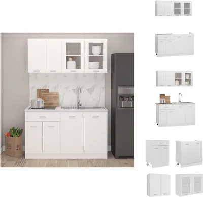 Image de vidaXL Ensemble de cuisine 4 pièces blanc - bois composite - armoires de cuisine