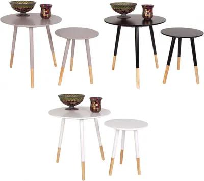 Image de Tables d'appoint, lot de 2, table en bois Table basse décorative Table de salon en bois , Couleur:Blanc
