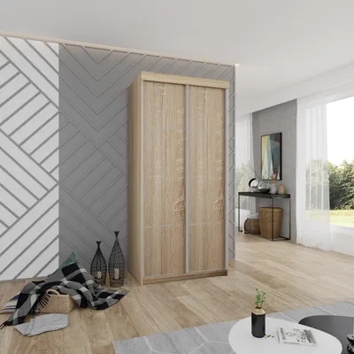 Obrázek produktu pro KIER FURNITURE Posuvná Skříň, Šatní Skříň Dub Sonoma, 100x200x62cm