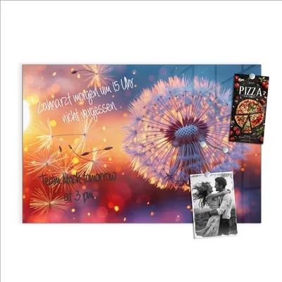 Produktbild von Magnettafel 90x60cm Pinnwand Whiteboard beschreibbar - Pusteblume Sonnenuntergang