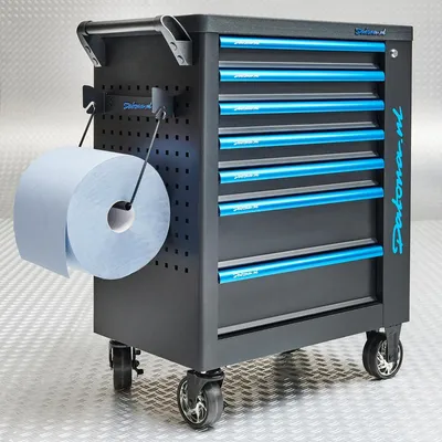 Productafbeelding van Gereedschapswagen 7 lades + papierrolhouder en 2 rollen werkplaatspapier