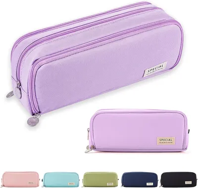 Produktbild von Federmäppchen Federtaschen Teenager Mädchen Mäppchen Etui Stifte 3 Fach, Große Kapazität Pencil Case für Schule & Büro (Lila)
