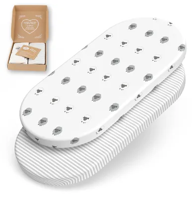 Obrázok produktu pre Sada 2 ks napínacích plachiet pre bábätká z bavlny Oeko-TEX 75 x 35 cm, vhodné aj pre rozmery 70 x 32, 70 x 37, 70 x 30 cm – napínacie plachty pre kočíky, detské postieľky, košíky, kolísky