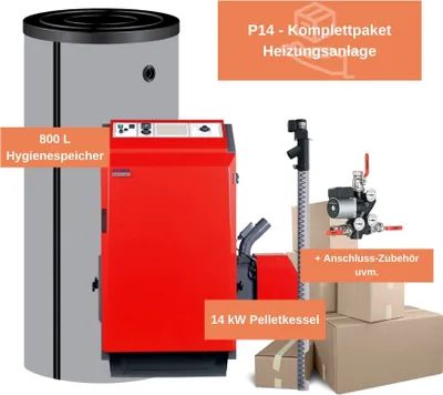 Produktbild von ATMOS Pelletkessel Rundum Sorglos Paket P14 für Heizung & Warmwasser