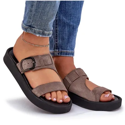 Produktbild von Damen Wildleder Pantoletten Auf Plattform Braun Zazoo 3024 40