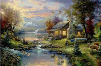 Produktbild von Diamantmalerei: Berghütte am See (30 x 40 cm) – Creative Diamonds