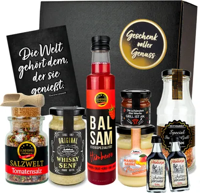 Produktbild von Geschenkkorb für Feinschmecker mit Senf & Feinkost
