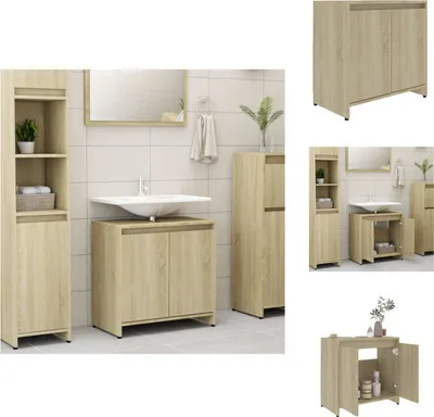 Immagine prodotto di vidaXL Mobile da bagno rovere Sonoma 60x33x61 cm materiale a base di legno - Set di mobili da bagno