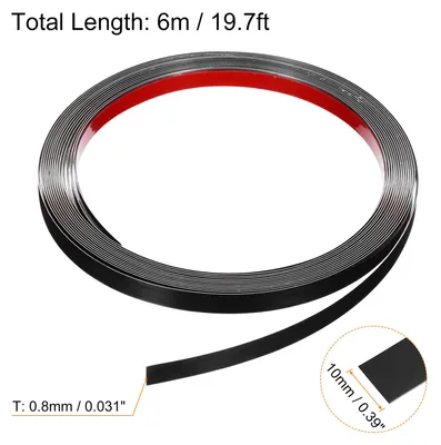Produktbild von 6m x 10mm Zierleisten Selbstklebend, Wandleisten zum Aufkleben und Anbringen von Rahmen, Edelstahlleiste mit Spiegeloberfl?che fš¹r Wand, Decke, Schrank, Fliesenkante, Schwarz