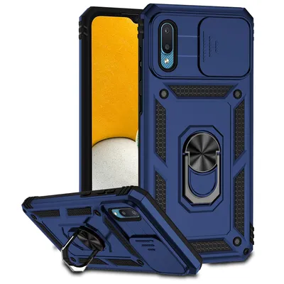 Obrázek produktu pro Pouzdro pro Samsung Galaxy A02 dvouvrstvé pouzdro s posuvným krytem kamery a prstencovým stojánkem modré