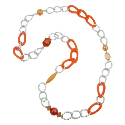 Produktbild von Kette Weitpanzer aprikot-silberfarben orange 17mm