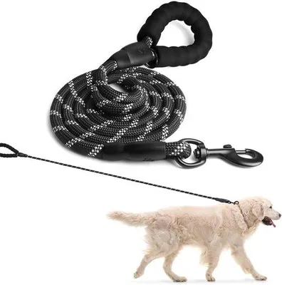 Produktbild von Unyqoos® Reflektierende Hundeleine 1,5 m – Nylon, gepolsterter Griff, Schnalle aus rostfreier Legierung, 14–24 kg Tragkraft, für kleine und große Hunde