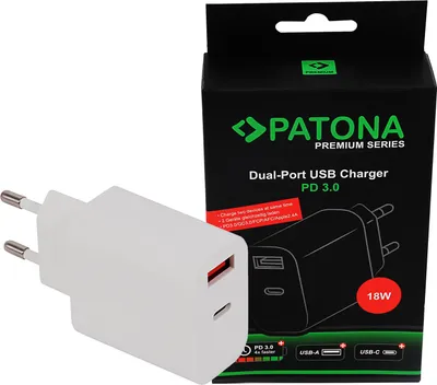 Immagine prodotto di Alimentatore PATONA Premium 18 W PD QC 3.0 USB-C USB-A 5 V