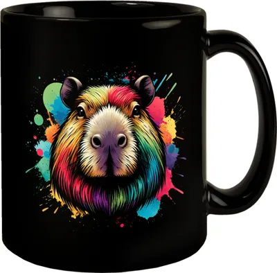 Produktbild von Capybara Aquarell Tasse in Schwarz