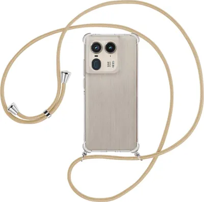 Produktbild von Handykette Backcover-Schutzhülle mit Band (Metall silberfarben) für Motorola Edge 50 Ultra 5G - caramel