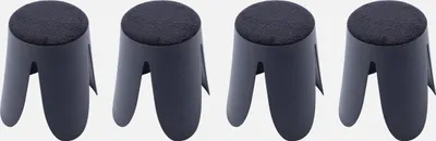 Produktbild von sweeek - 4er Set stapelbare Hocker, strukturierter Bouclébezug - Marineblau