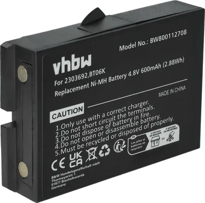 Produktbild von vhbw Akku Ersatz für Danfoss 2303692, BT06K für Industrie-Funkfernsteuerung Fernbedienung (600 mAh, 4,8 V, NiMH) - Schwarz