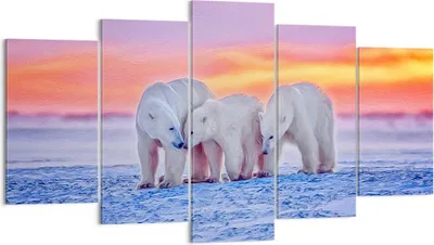 Produktbild von Bild auf Leinwand - Leinwandbild - Bären Winter Schnee Familie - 160x85cm - Wand Bild - Wanddeko - Leinwanddruck - Bilder - Kunstdruck - Wanddekoration - Leinwand bilder - Wandkunst - EA160x85-2836