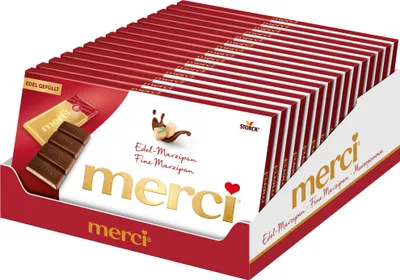 Produktbild von Merci Tafelschokolade Edel Marzipan VPE (15x112g Packung)