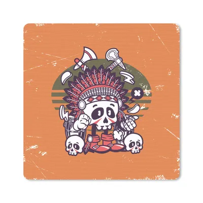 Produktbild von MuchoWow® Mauspad Mousepad Schädel - Indianerkopf - Retro 30x30 cm - Mousepads - Maus Mat - Pad - Mausunterlage - Gaming