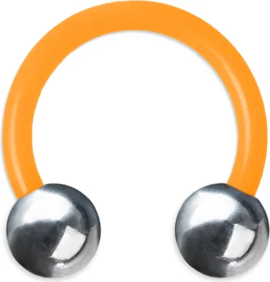 Produktbild von viva-adorno 2 x 12 x 6mm Hufeisen Piercing PTFE Kunststoff Edelstahl Kugeln Brustpiercing Septumpiercing verschiedene Farben Z439,orange