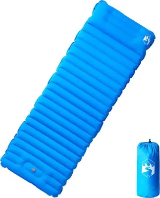 Image de Matelas de camping autogonflant avec oreiller 1 personne bleu