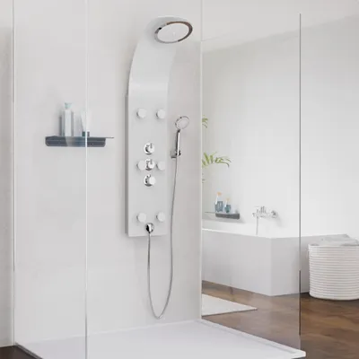 Produktbild von SCHÜTTE Duschpaneel LANZAROTE, Duschset mit Armatur, Glas Duschsäule Weiß