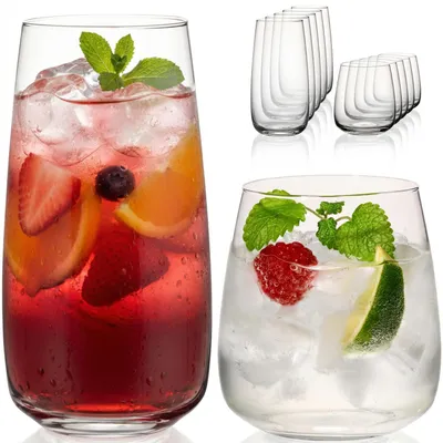 Produktbild von IMPERIAL glass eckige Trinkgläser Set 12er Wassergläser und Saftgläser 730ml & 470ml aus Glas Serie "Milano" spülmaschinenfest
