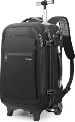 Produktbild von Rucksack mit Vakuumkompression, 60 Liter, Handgepäck-Trolley mit Rollen – Wasserabweisender Laptop-Rucksack für 17,3-Zoll-Laptops – Schwarz – Perfekt für Reisen und Geschäftsreisen