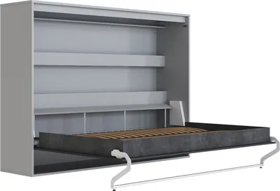Produktbild von Schrankbett 140x200 Horizontal (M2 55cm Tiefe)  Perlgrau/Anthrazit waves