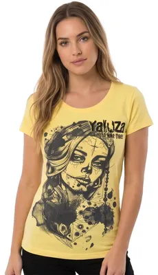 Obrázok produktu pre Yakuza Dámske tričko s krátkym rukávom a zaobleným výstrihom, farba French Vanilla, veľkosť XXL