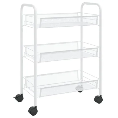 Zdjęcie produktu dla vidaXL Wózek kuchenny 3 półki biały 46x26x64 cm żelazo