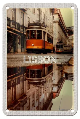 Produktbild von Blechschild Reise 12x18cm Lissabon Europa Straßenbahn Stadt Schild