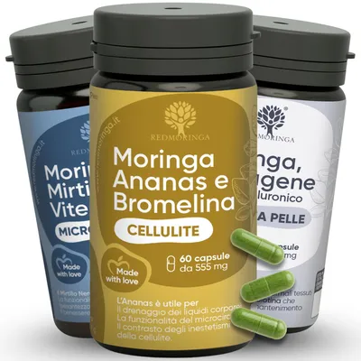 Produktbild von RedMoringa Anti-Cellulite Komplex – Bromelain 5000 GDU, Venen- & Kollagen-Hyaluron-Kapseln für Hautelastizität & Mikrozirkulation – 180 Tage