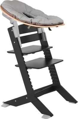 Produktbild von GEUTHER NALA Hochstuhl inkl. Newborn Set Schwarz | Mitwachsend ab Geburt | Holz | Werkzeuglos | Bis 90 kg | DIN EN 14988:2017