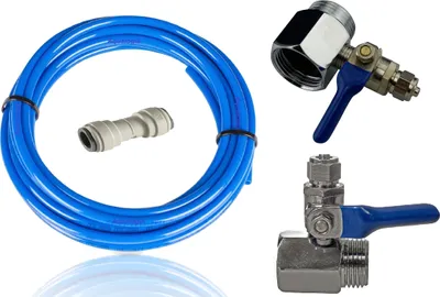 Produktbild von Sada pro připojení vody k chladničce 3/4 ventil, modrá hadice 10 m, přípojka 1/4 - Pro připojení k vodnímu filtru - Univerzální sada pro připojení vody