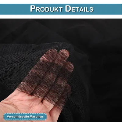 Produktbild von Moskitonetz Bett Doppelbett Innen Außen 4 Seitliche Öffnungen, Betthimmel-Aufhängeset Moskitoschutz 210x190x240cm, Schwarz