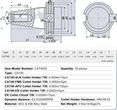 Produktbild von Collet-Halter, hochpräzise, langlebiger Legierungsstahl, 35pcs