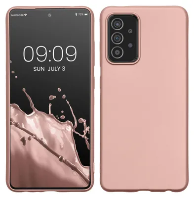 Produktbild von kwmobile Handyhülle für Samsung Galaxy A52 / A52 5G / A52s 5G Hülle - Silikon Case metallisch schimmernd - Schutzhülle Cover - Metallic Rosegold