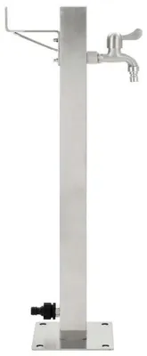 Produktbild von Gartensäule Wasseranschluss - Freistehende quadratische Wassersäule - Edelstahl - 65 cm Höhe - Mit Schlauchhalter und Zubehör - Für außen