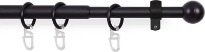 Produktbild von Stilgarnitur Schwarz ( Kugel ) ausziehbar 120-220cm Vorhangstange Ø16mm Komplettstilgarnitur inkl. Befestigungsmaterial, für Gardinen und Vorhänge