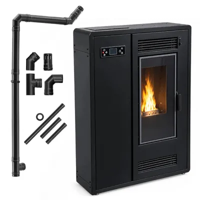 Imagen del producto de Estufa de pellets FLARE SLIM 6,4 kW con WiFi, distribución de aire caliente DGP, mando a distancia, hasta 80 m²