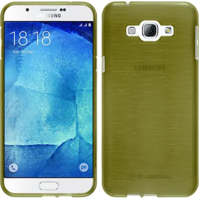 Produktbild von PhoneNatic Case kompatibel mit Samsung Galaxy A8 (2015) - pastellgrün Silikon Hülle brushed + 2 Schutzfolien